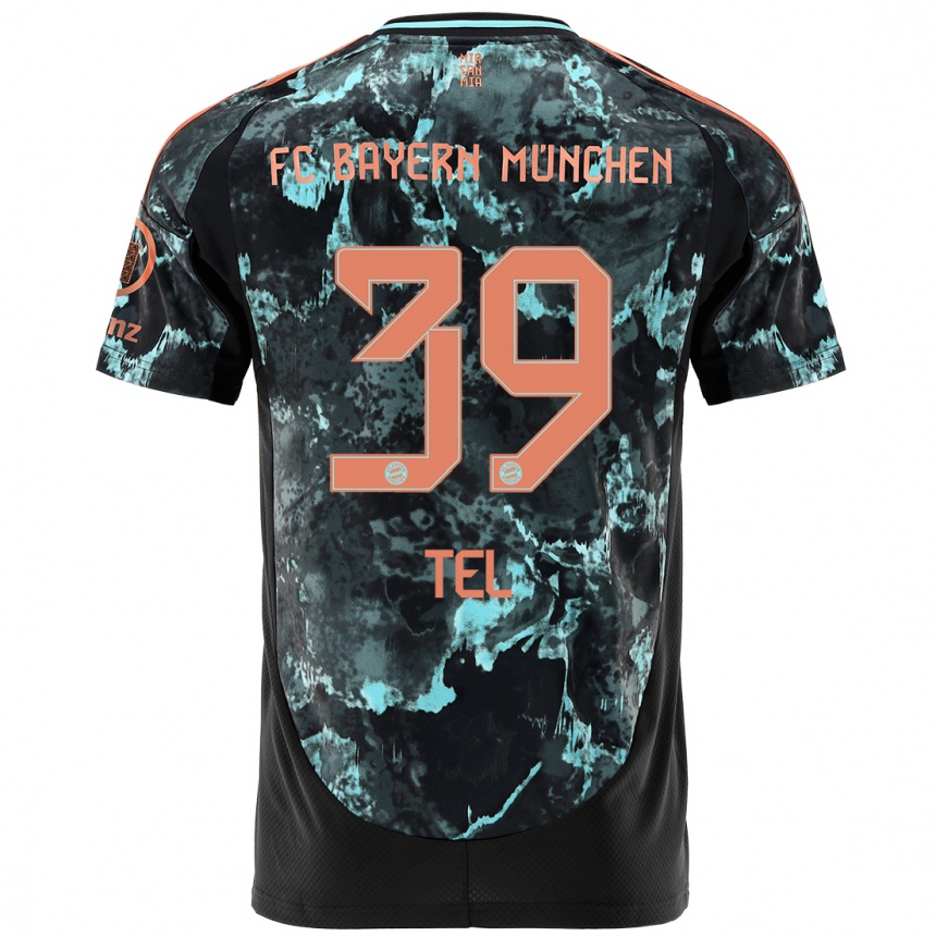 Men Football Mathys Tel #39 Black Away Jersey 2024/25 T-Shirt