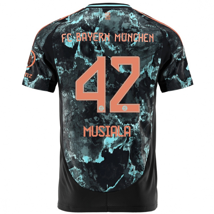 Men Football Jamal Musiala #42 Black Away Jersey 2024/25 T-Shirt