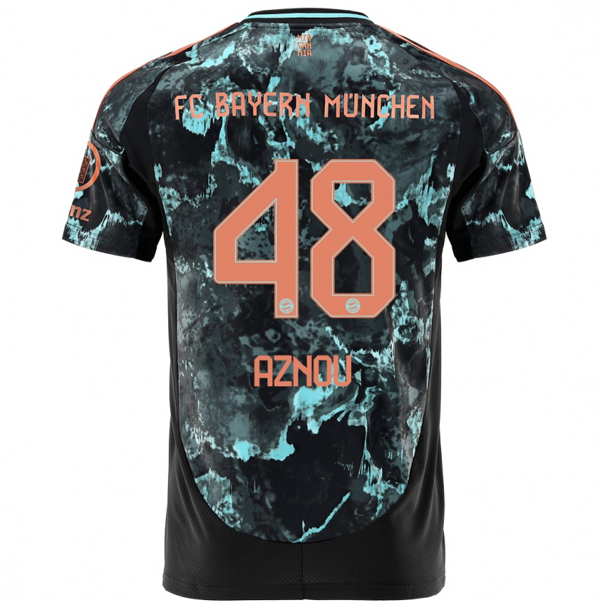 Men Football Adam Aznou #48 Black Away Jersey 2024/25 T-Shirt