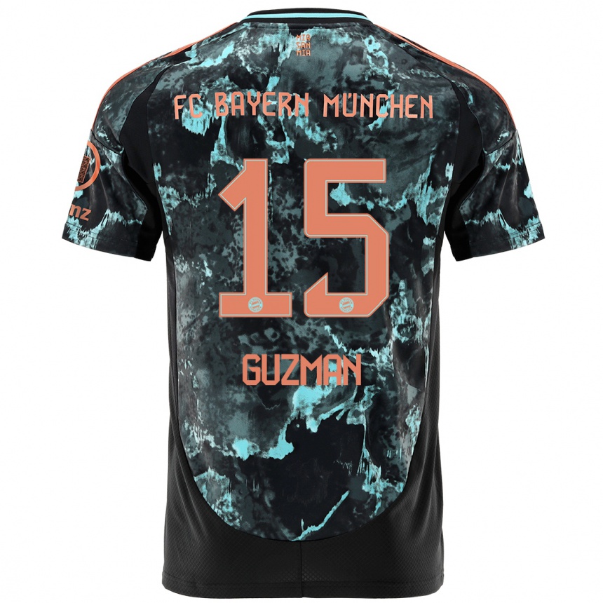 Men Football Ana María Guzmán #15 Black Away Jersey 2024/25 T-Shirt