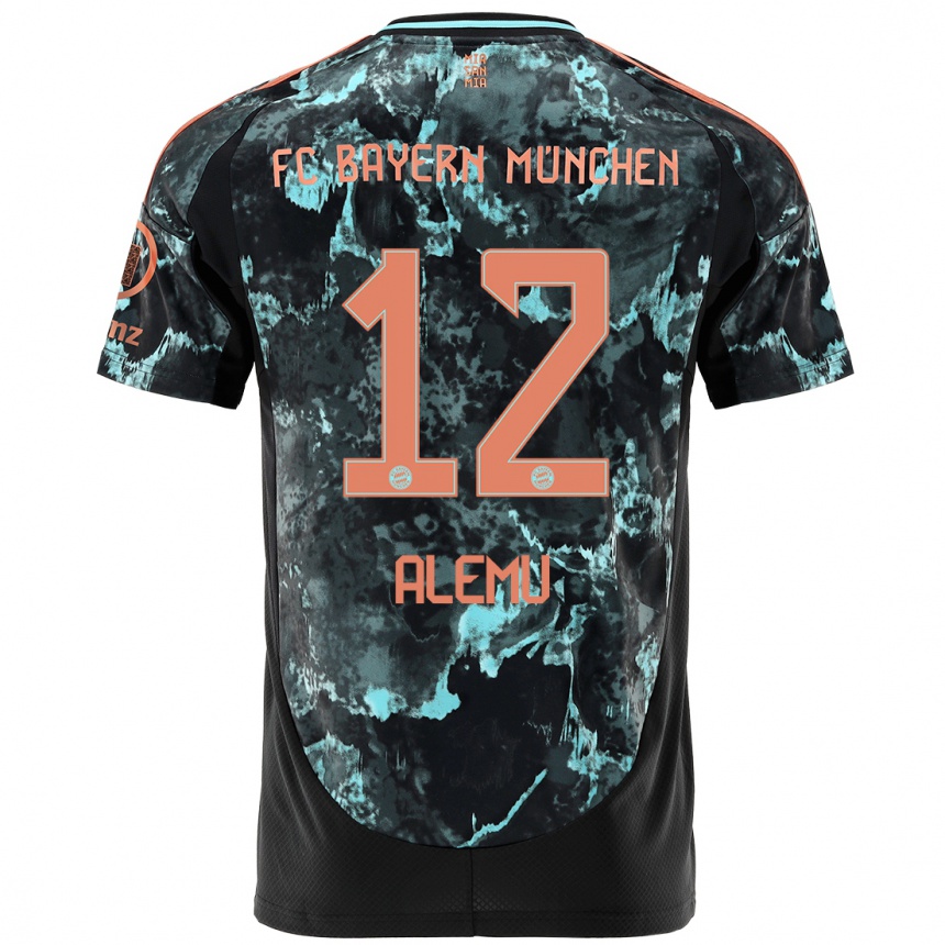 Men Football Liul Alemu #12 Black Away Jersey 2024/25 T-Shirt