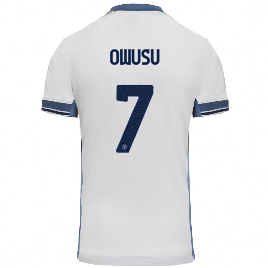 Men Football Enoch Owusu #7 White Grey Away Jersey 2024/25 T-Shirt