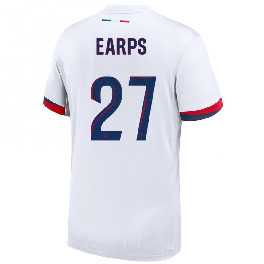 Men Football Mary Earps #27 White Blue Red Away Jersey 2024/25 T-Shirt