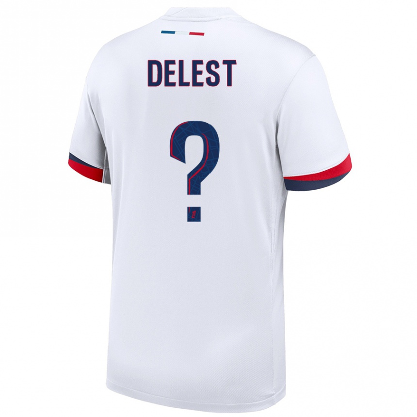 Men Football Shadyl Delest #0 White Blue Red Away Jersey 2024/25 T-Shirt