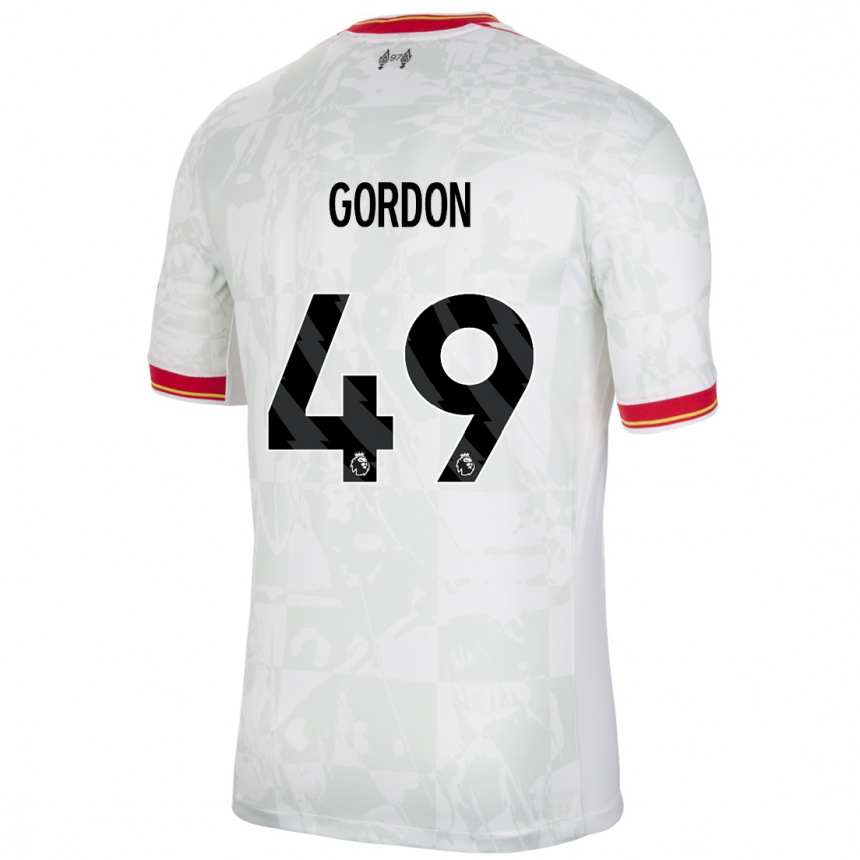 Men Football Kaide Gordon #49 White Red Black Third Jersey 2024/25 T-Shirt