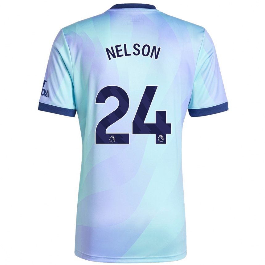 Men Football Reiss Nelson #24 Aqua Third Jersey 2024/25 T-Shirt