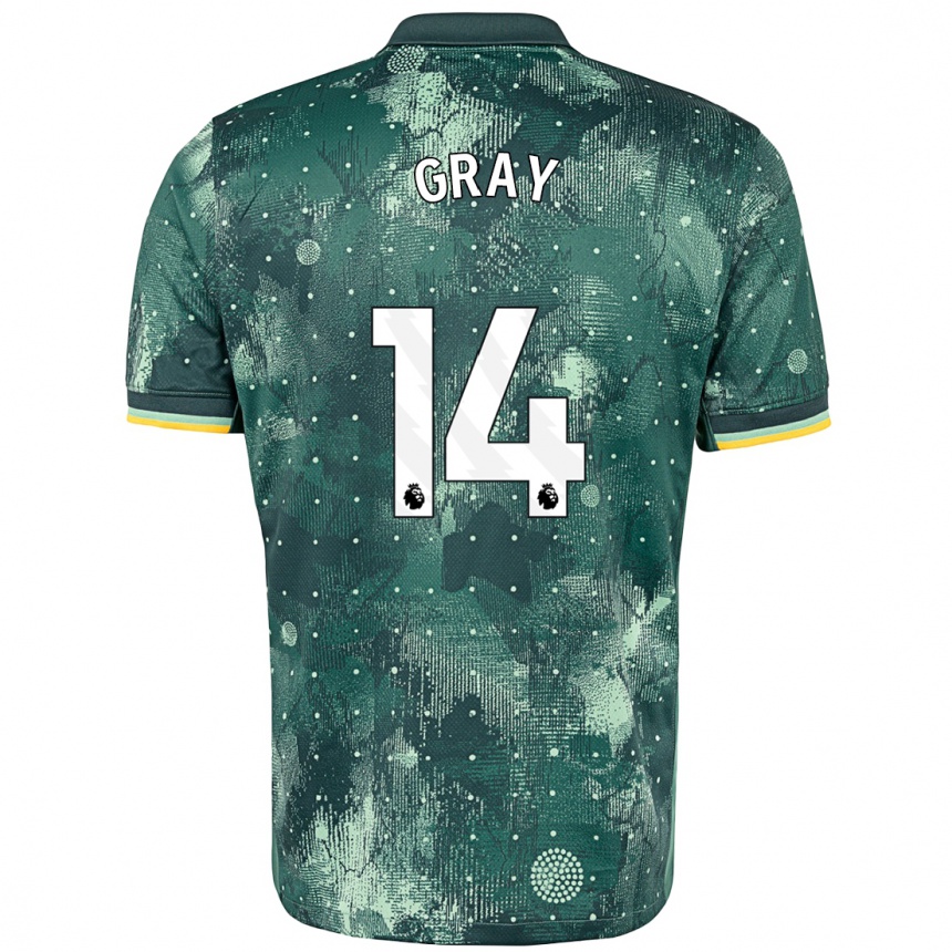 Men Football Archie Gray #14 Mint Green Third Jersey 2024/25 T-Shirt