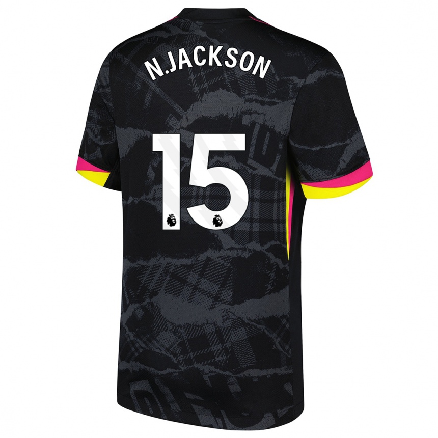 Men Football Nicolas Jackson #15 Black Pink Third Jersey 2024/25 T-Shirt