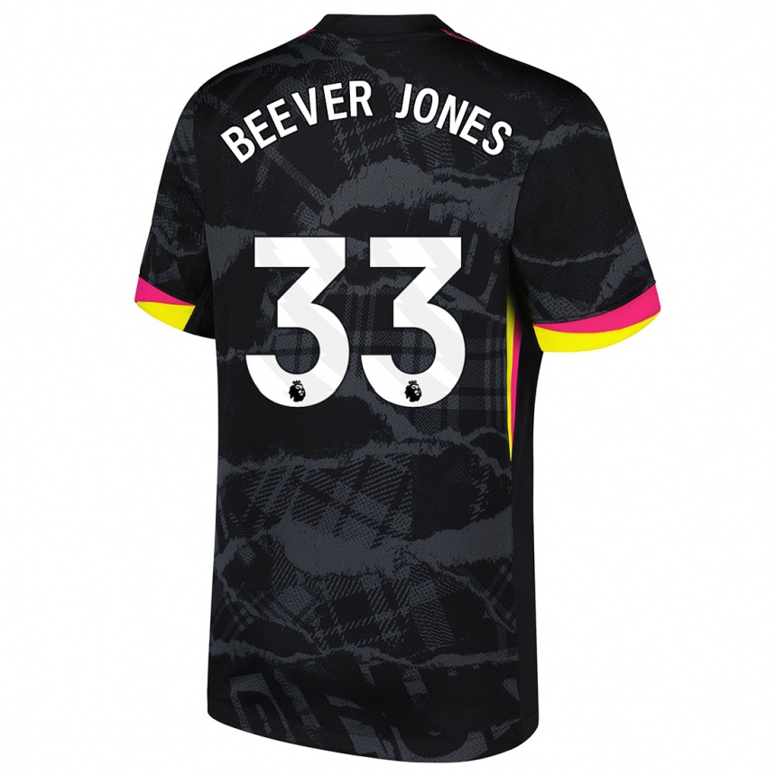 Men Football Aggie Beever-Jones #33 Black Pink Third Jersey 2024/25 T-Shirt