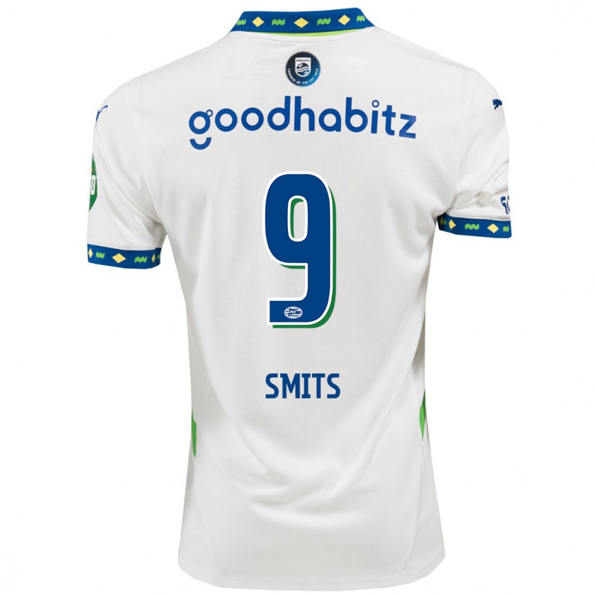 Men Football Joëlle Smits #9 White Dark Blue Third Jersey 2024/25 T-Shirt