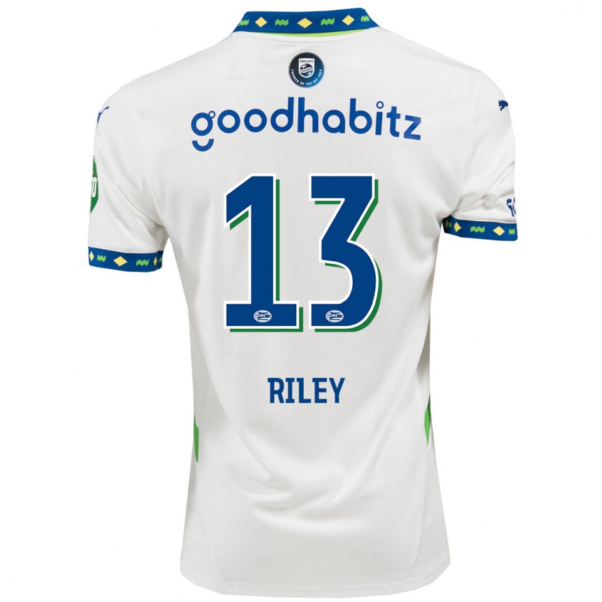 Men Football Indiah-Paige Riley #13 White Dark Blue Third Jersey 2024/25 T-Shirt