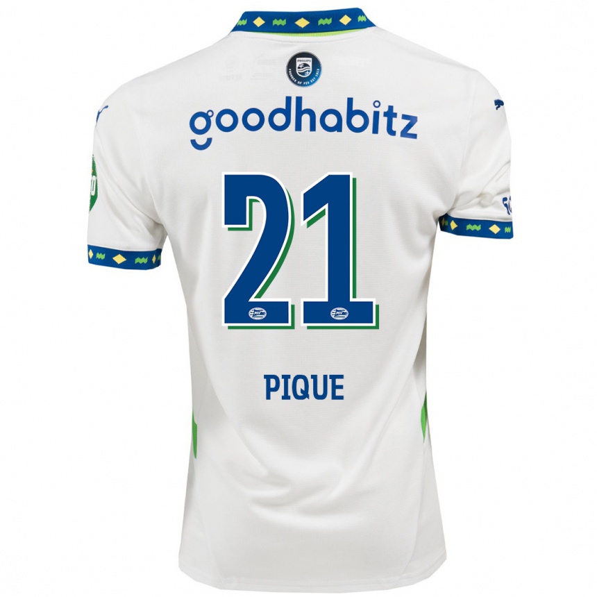 Men Football Naomi Piqué #21 White Dark Blue Third Jersey 2024/25 T-Shirt