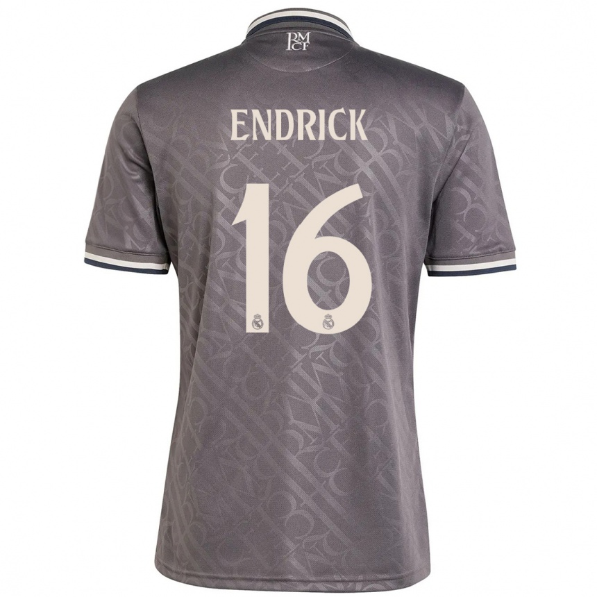 Men Football Endrick #16 Charcoal Third Jersey 2024/25 T-Shirt