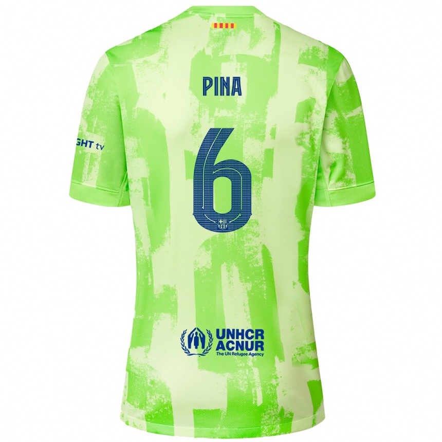 Men Football Claudia Pina #6 Lime Third Jersey 2024/25 T-Shirt