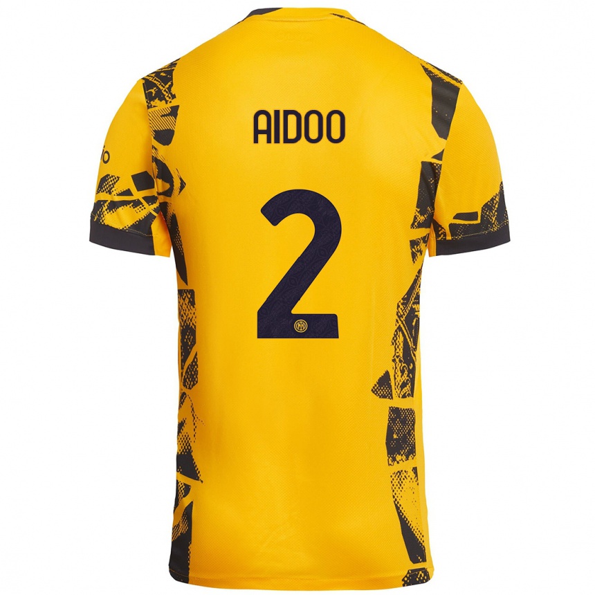 Men Football Mike Aidoo #2 Gold Black Third Jersey 2024/25 T-Shirt