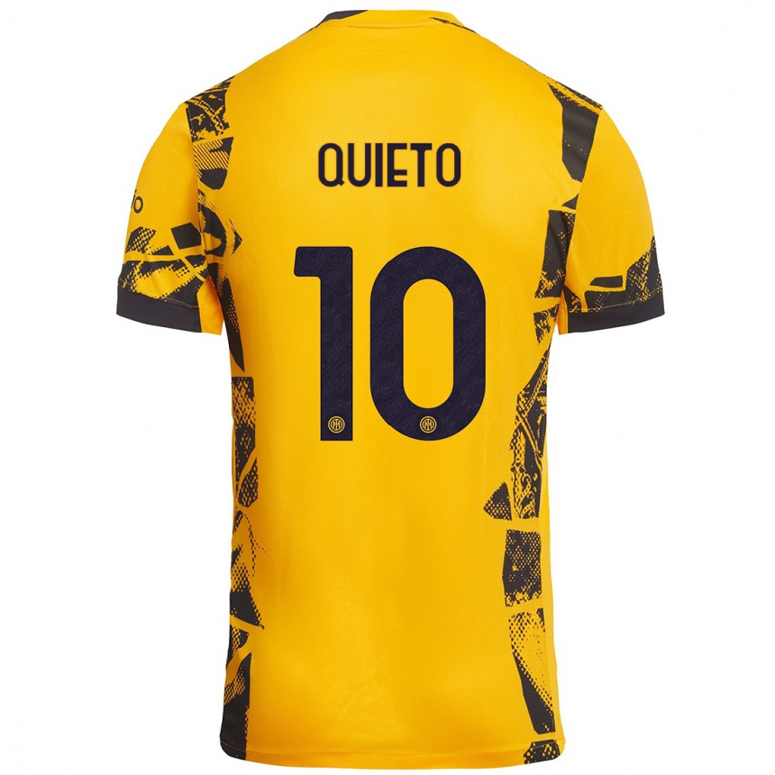 Men Football Daniele Quieto #10 Gold Black Third Jersey 2024/25 T-Shirt