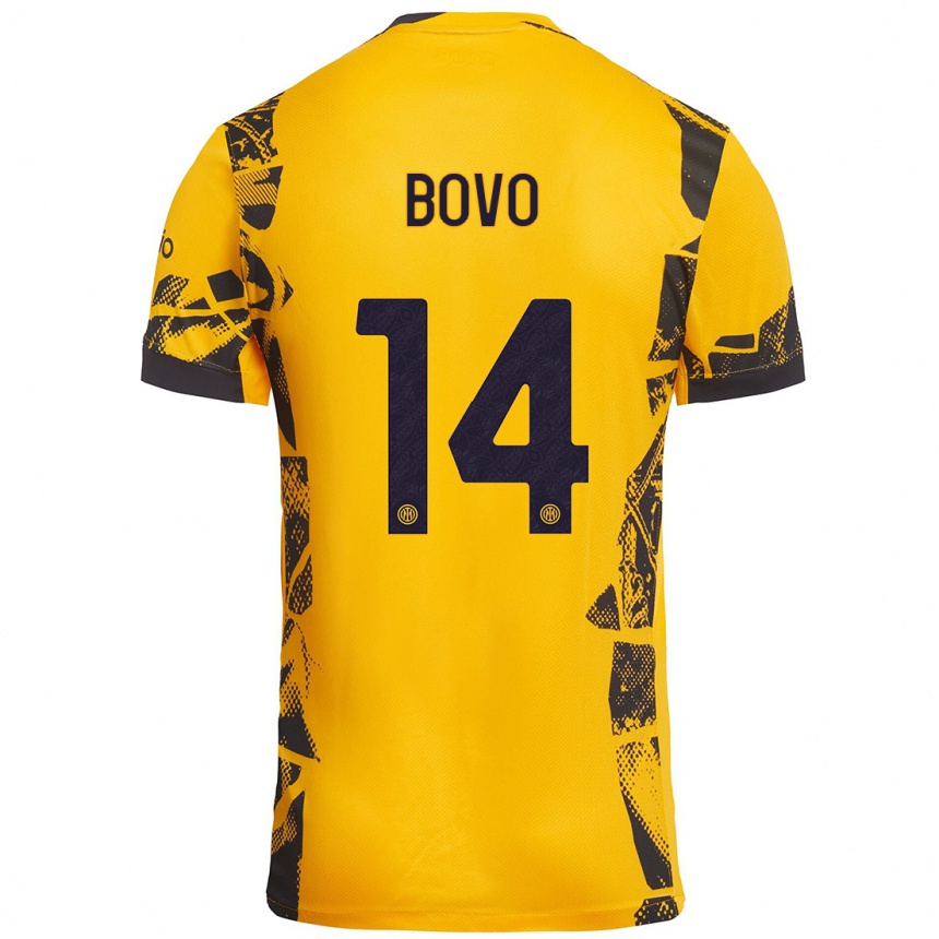 Men Football Leonardo Bovo #14 Gold Black Third Jersey 2024/25 T-Shirt