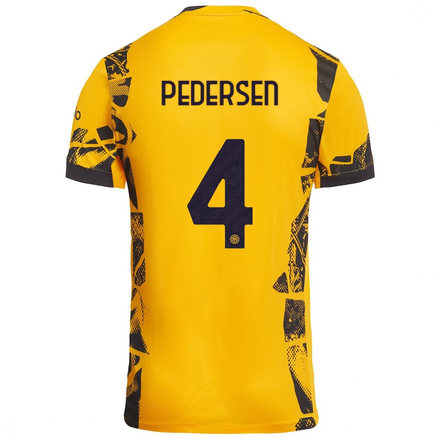 Men Football Sofie Junge Pedersen #4 Gold Black Third Jersey 2024/25 T-Shirt