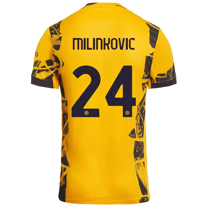 Men Football Marija Milinković #24 Gold Black Third Jersey 2024/25 T-Shirt