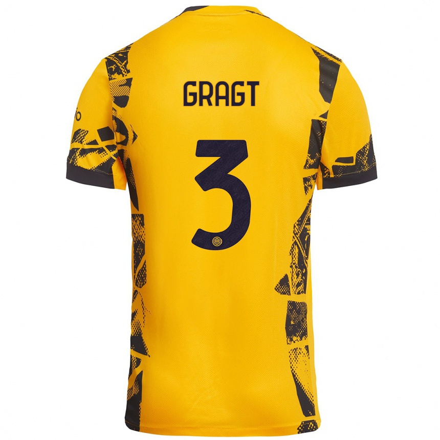 Men Football Stefanie Van Der Gragt #3 Gold Black Third Jersey 2024/25 T-Shirt