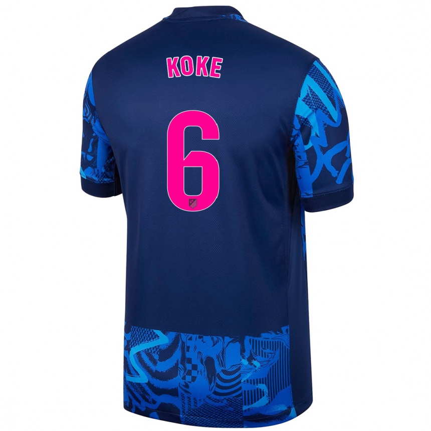 Men Football Koke #6 Royal Blue Third Jersey 2024/25 T-Shirt