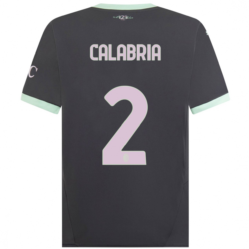 Men Football Davide Calabria #2 Grey Third Jersey 2024/25 T-Shirt