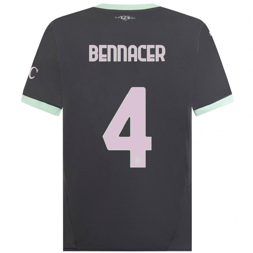 Men Football Ismael Bennacer #4 Grey Third Jersey 2024/25 T-Shirt