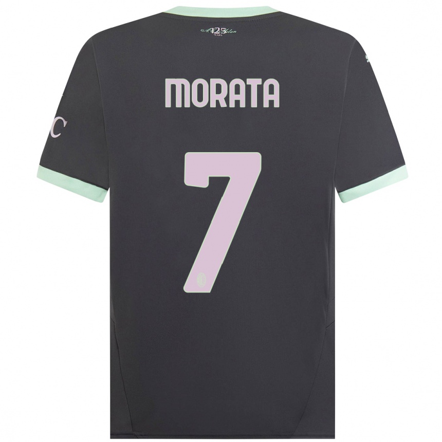 Men Football Alvaro Morata #7 Grey Third Jersey 2024/25 T-Shirt