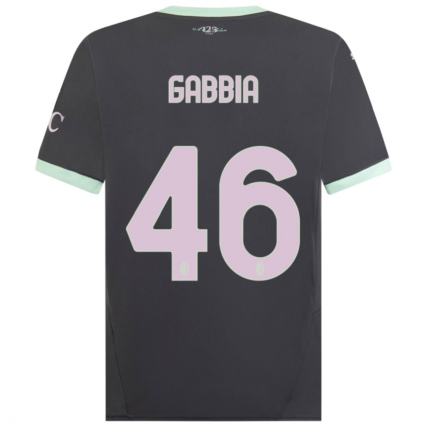 Men Football Matteo Gabbia #46 Grey Third Jersey 2024/25 T-Shirt