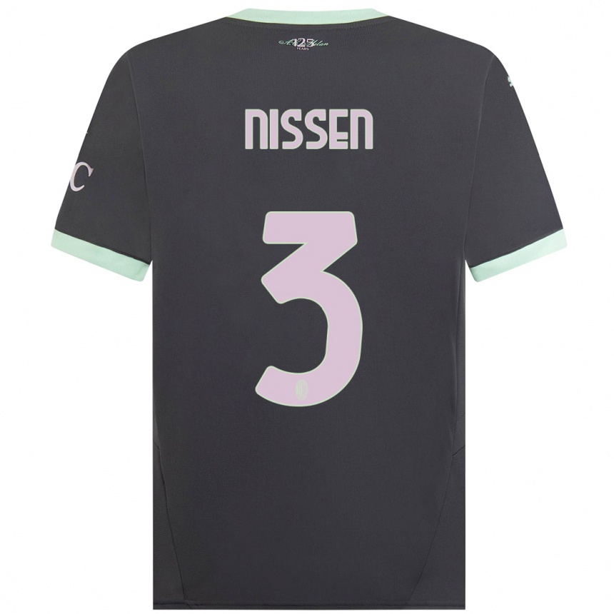 Men Football Fredrik Nissen #3 Grey Third Jersey 2024/25 T-Shirt