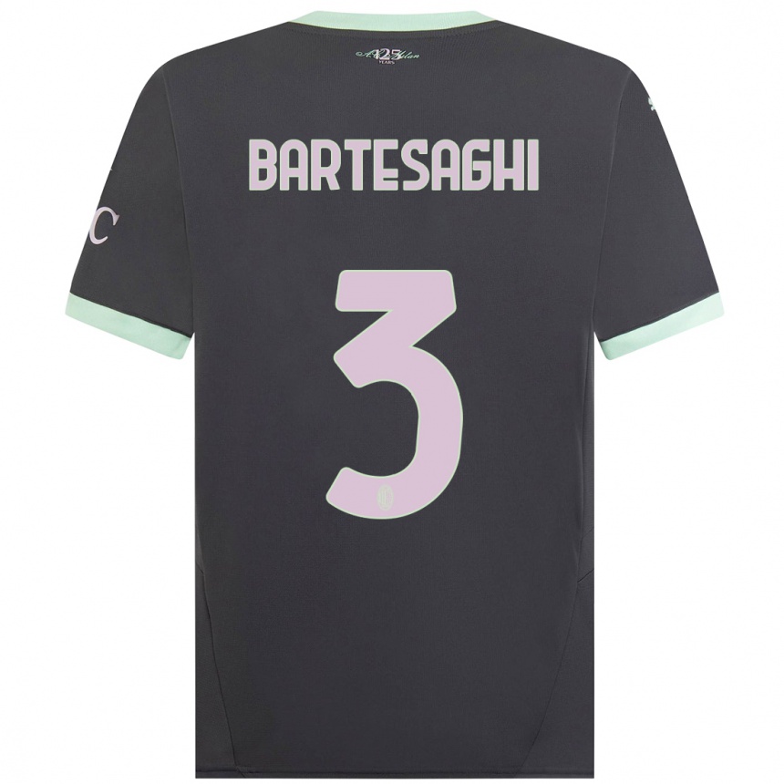 Men Football Davide Bartesaghi #3 Grey Third Jersey 2024/25 T-Shirt