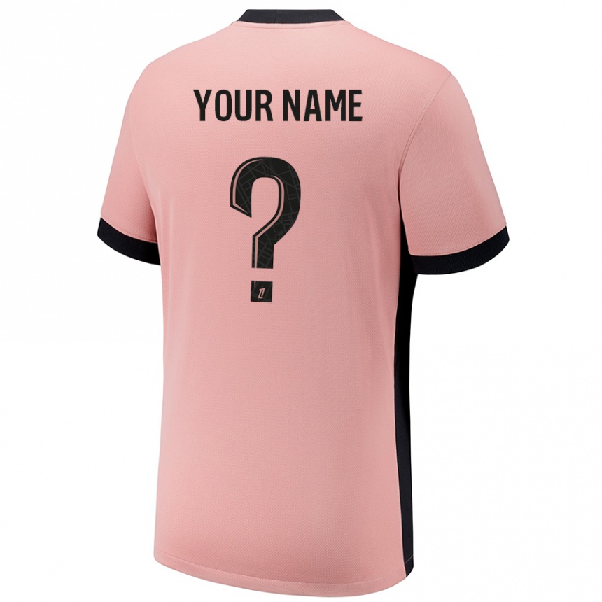 Men Football Your Name #0 Rust Pink Third Jersey 2024/25 T-Shirt