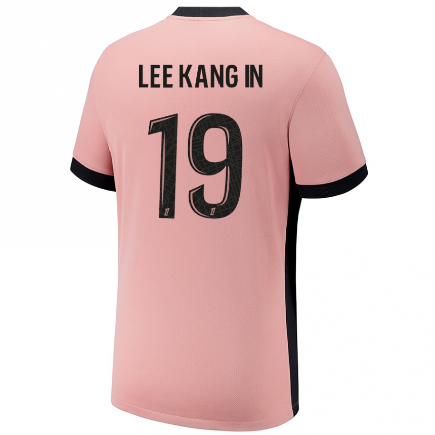 Men Football Kang-In Lee #19 Rust Pink Third Jersey 2024/25 T-Shirt