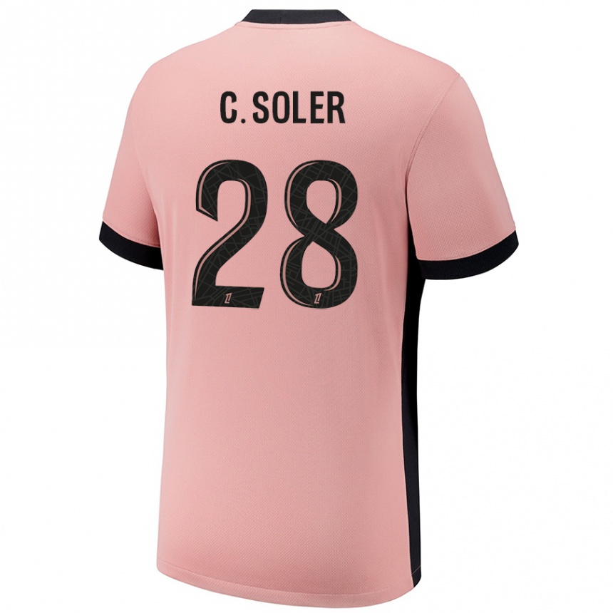 Men Football Carlos Soler #28 Rust Pink Third Jersey 2024/25 T-Shirt