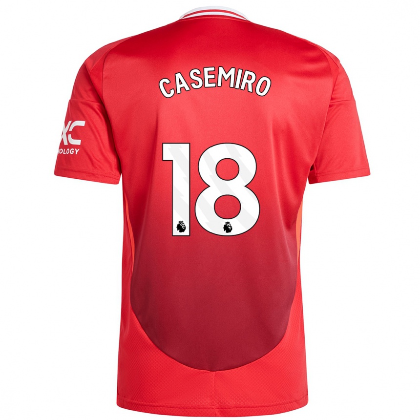 Women Football Casemiro #18 Bright Red Home Jersey 2024/25 T-Shirt