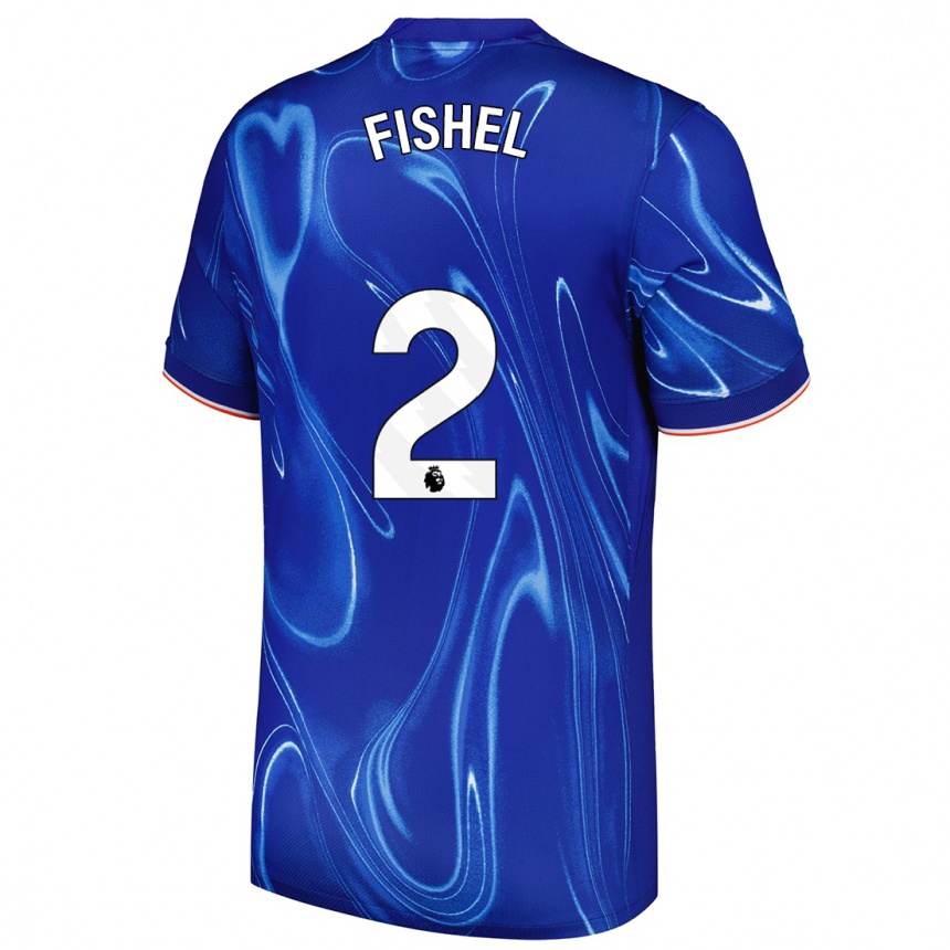 Women Football Mia Fishel #2 Blue White Home Jersey 2024/25 T-Shirt