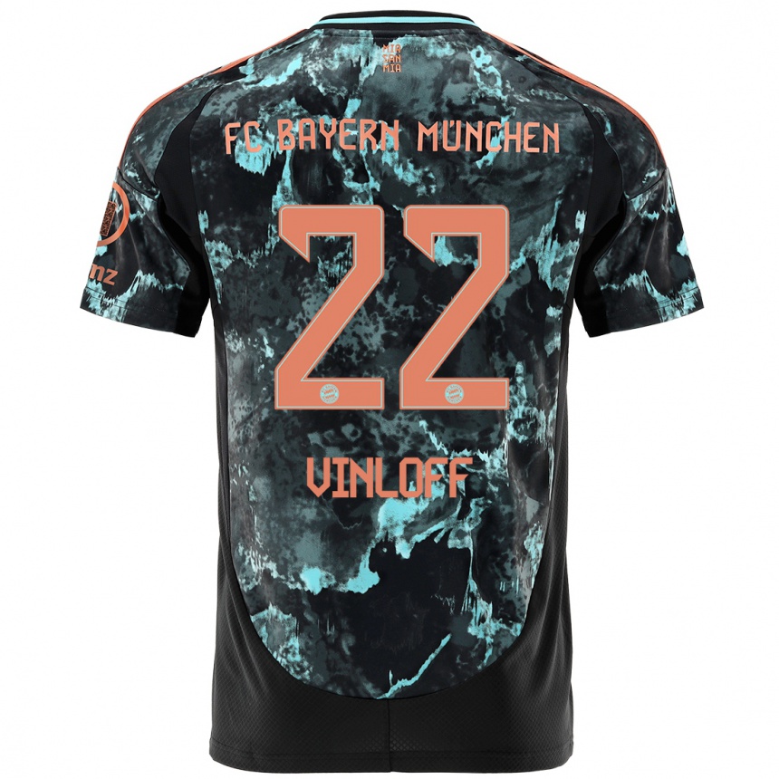 Women Football Matteo Vinloff #22 Black Away Jersey 2024/25 T-Shirt