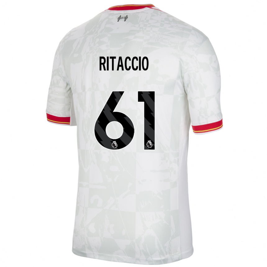 Women Football Matteo Ritaccio #61 White Red Black Third Jersey 2024/25 T-Shirt