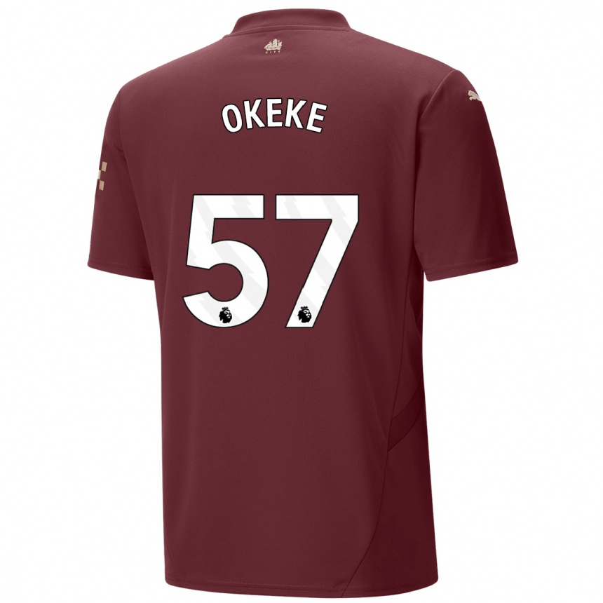 Women Football Michael Okeke #57 Maroon Third Jersey 2024/25 T-Shirt