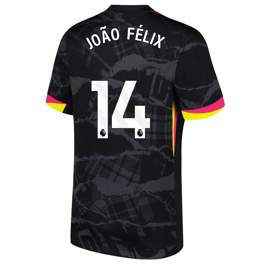 Women Football Joao Felix #14 Black Pink Third Jersey 2024/25 T-Shirt