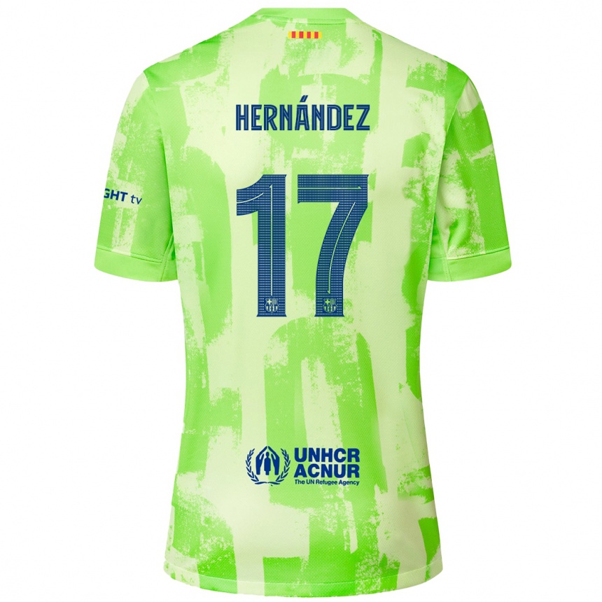 Women Football Juan Hernández #17 Lime Third Jersey 2024/25 T-Shirt