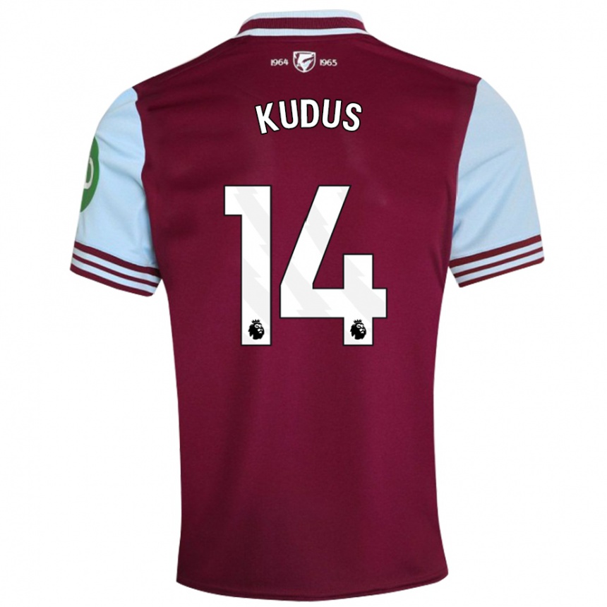 Kids Football Mohammed Kudus #14 Dark Red Home Jersey 2024/25 T-Shirt