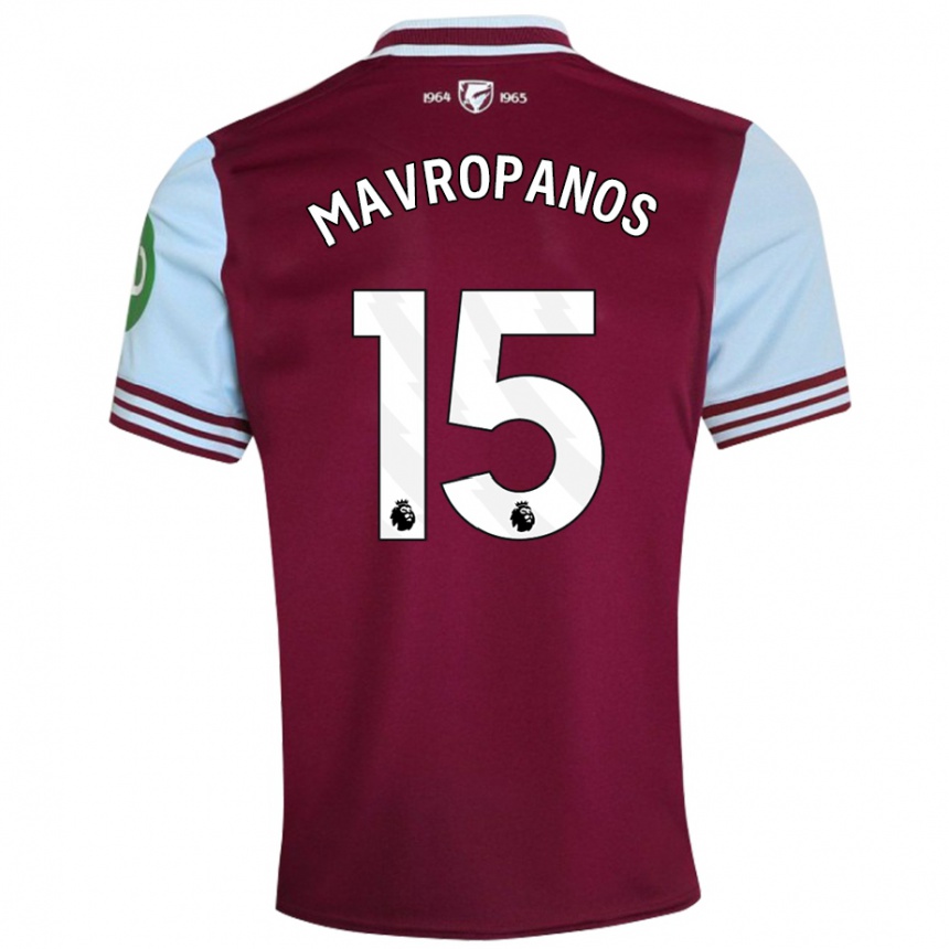 Kids Football Konstantinos Mavropanos #15 Dark Red Home Jersey 2024/25 T-Shirt