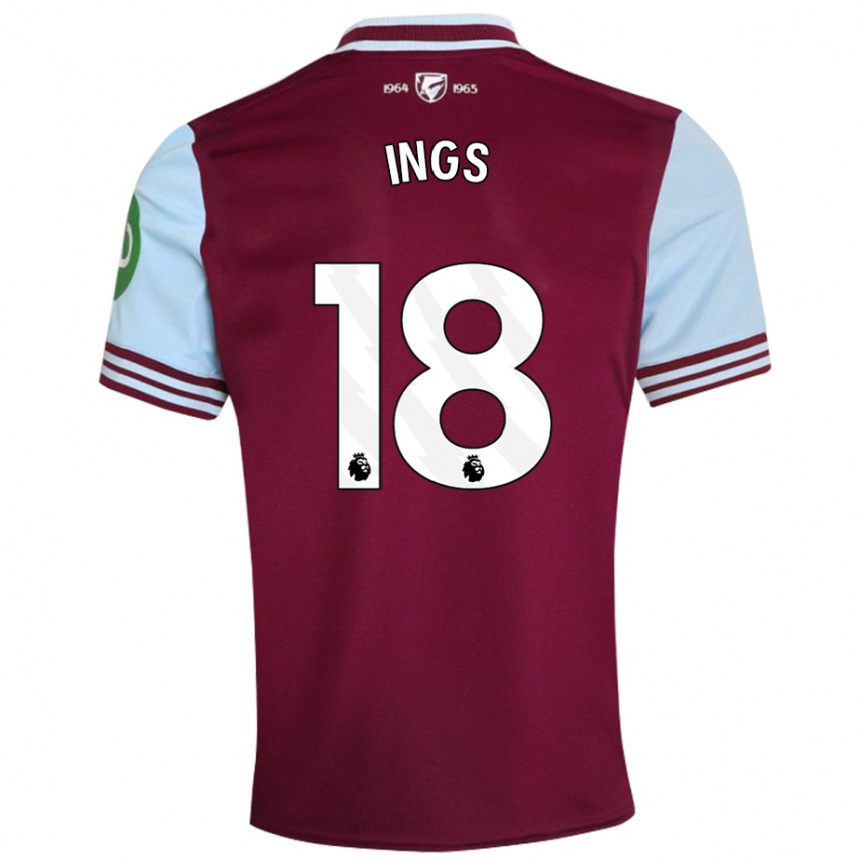 Kids Football Danny Ings #18 Dark Red Home Jersey 2024/25 T-Shirt