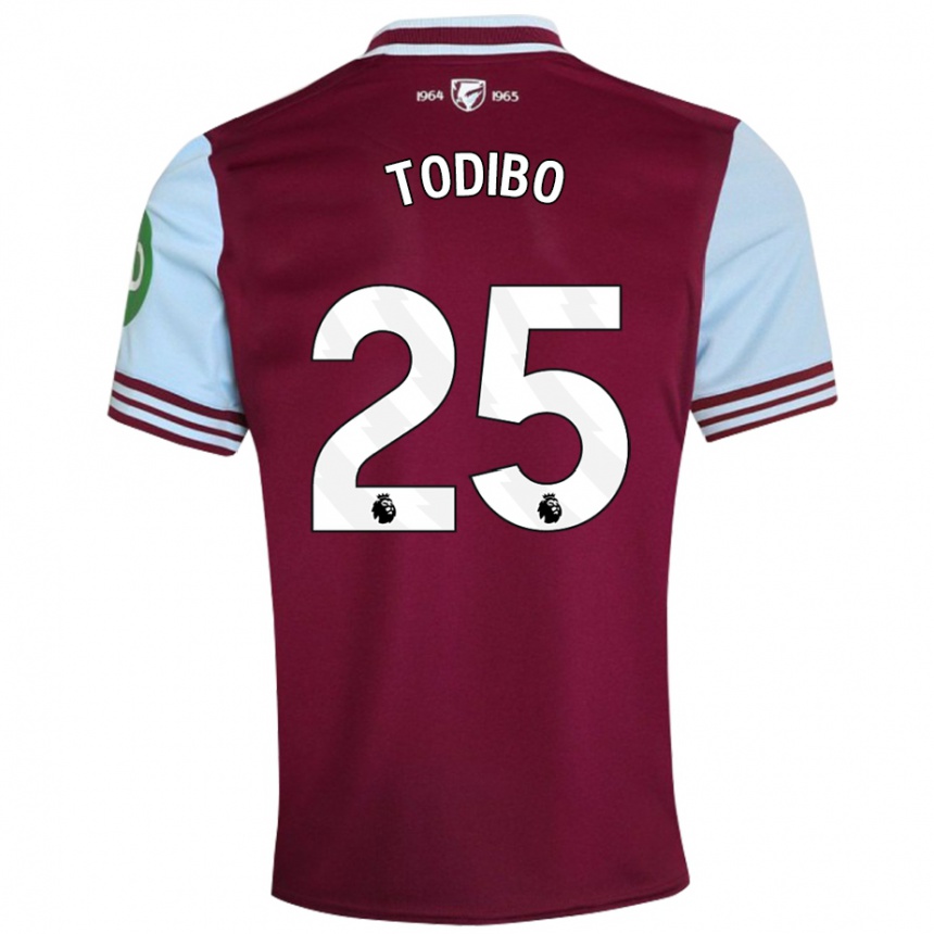 Kids Football Jean-Clair Todibo #25 Dark Red Home Jersey 2024/25 T-Shirt