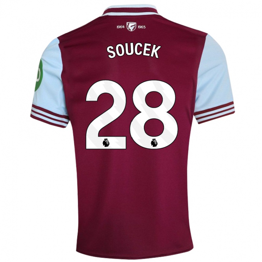 Kids Football Tomas Soucek #28 Dark Red Home Jersey 2024/25 T-Shirt