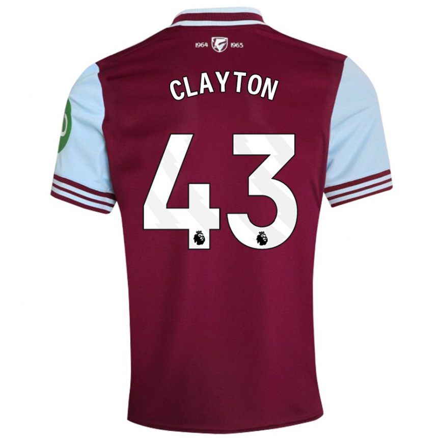 Kids Football Regan Clayton #43 Dark Red Home Jersey 2024/25 T-Shirt