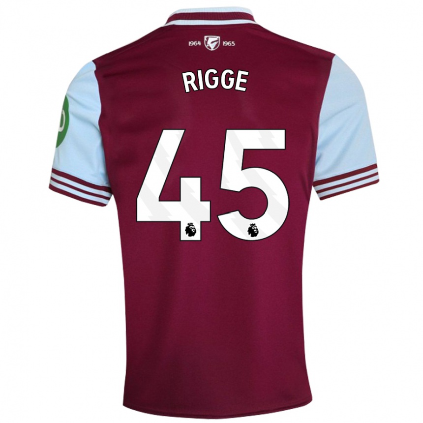 Kids Football Daniel Rigge #45 Dark Red Home Jersey 2024/25 T-Shirt