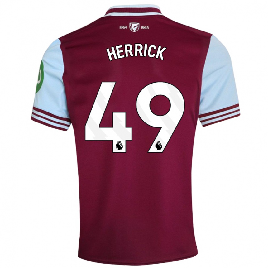 Kids Football Finlay Herrick #49 Dark Red Home Jersey 2024/25 T-Shirt