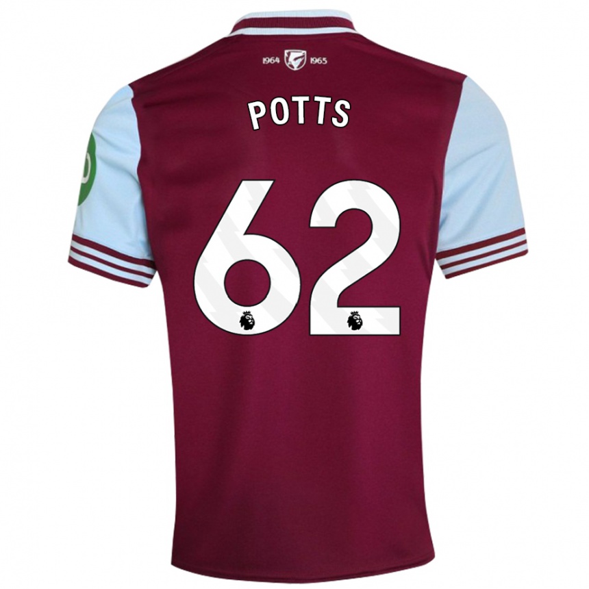 Kids Football Freddie Potts #62 Dark Red Home Jersey 2024/25 T-Shirt